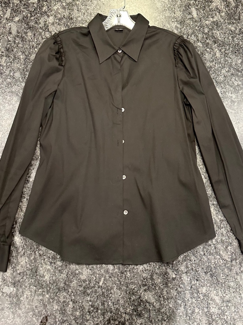 Theory Black Button Down with small ruffle on shoulder - Women size XL